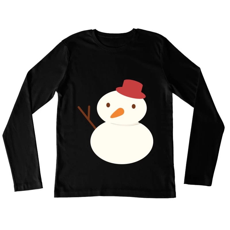 Bonhomme de neige adorable avec chapeau rouge Femme Manches Longues T-Shirt