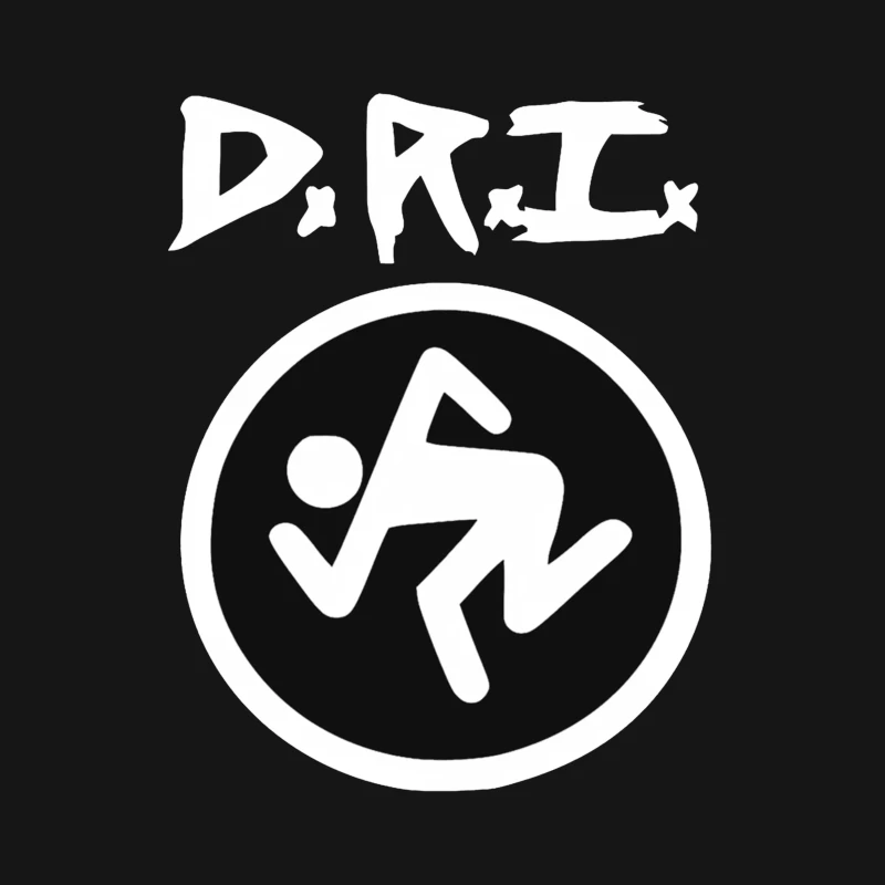 DRI Records Running Man Logo in Black and White Circle Male T-Shirt