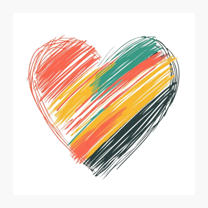 Vibrant Sketched Heart: Colorful Abstract Love Symbol Pin