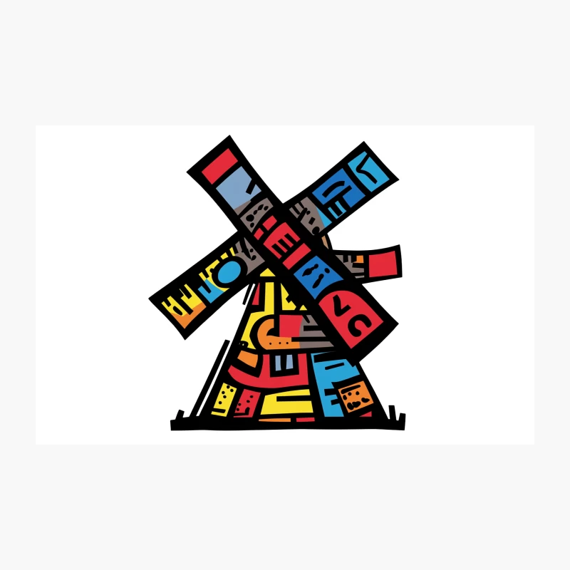 Colorful Abstract Geometric Windmill Design Travel Mug