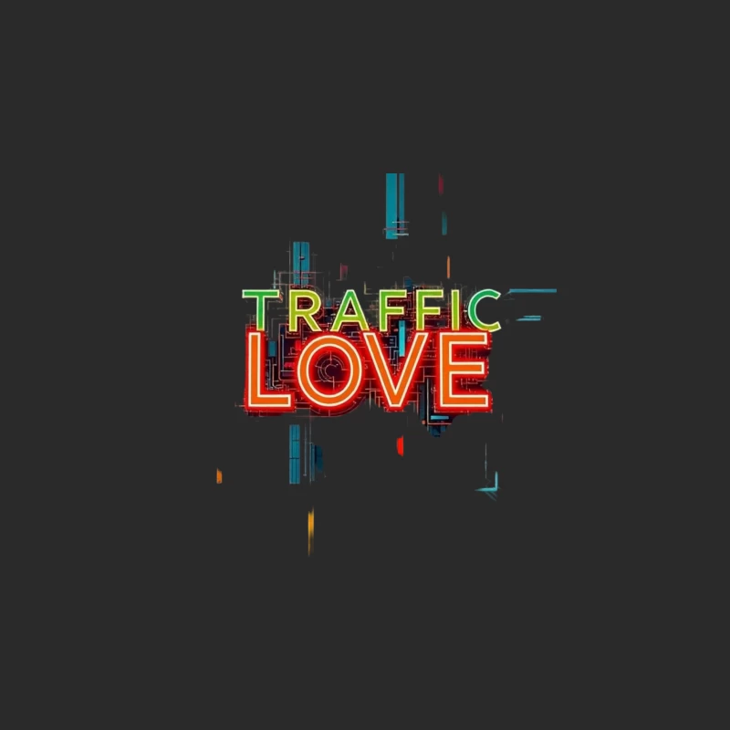 Neon Traffic Love Typography with Glitch Effect Baseball Cap