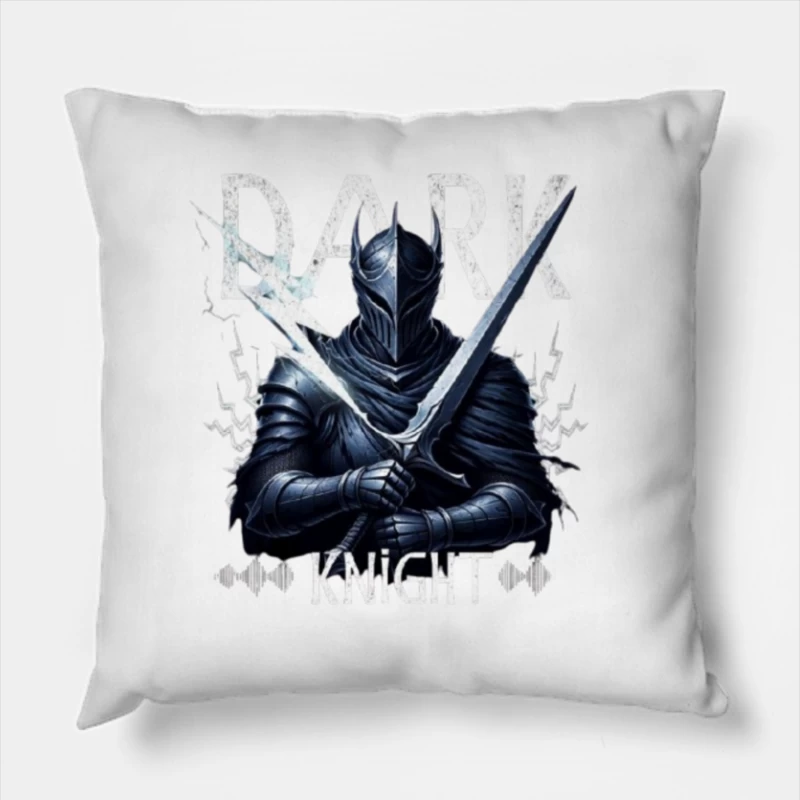 Dark Knight with Ancient Blade - Fantasy Warrior Illustration Throw Pillow