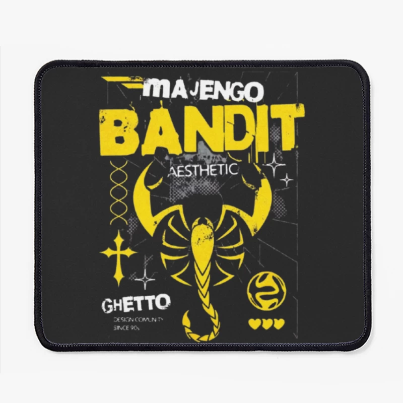 Yellow Bandit Scorpion Grunge Logo Design Mouse Pad