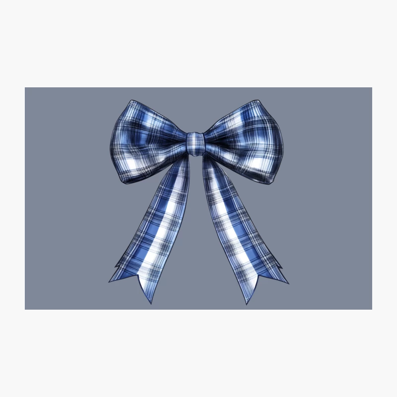 Plaid Blue and White Bow Tie Accessory Travel Mug