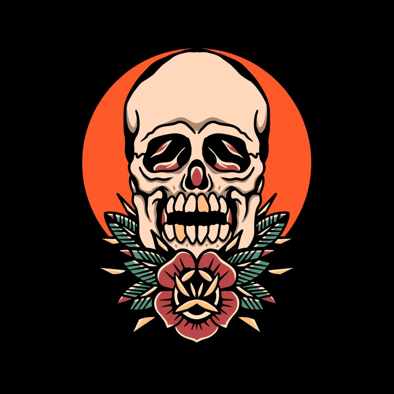 Skull with Floral Design Tapestry