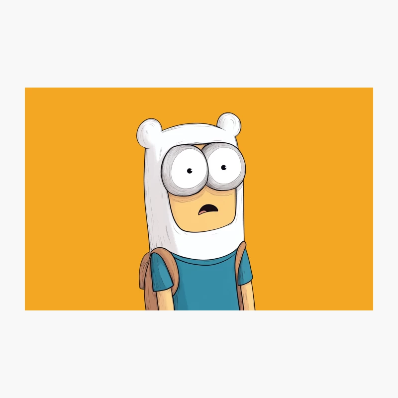 Wide-Eyed Cartoon Character in White Bear Hat Travel Mug