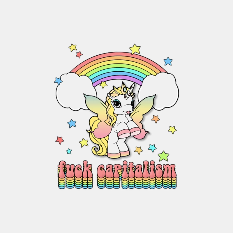 Fuck Capitalism  Retro Unicorn Design Male Tank Top