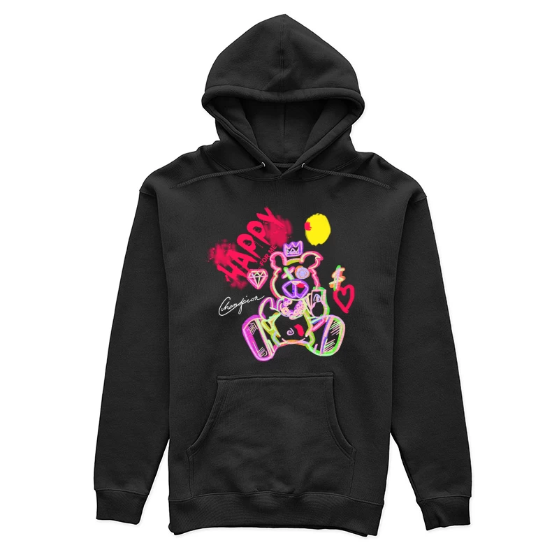 Neonbär mit Krone und Diamant Damen Pullover Hoodie