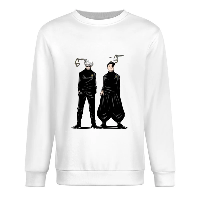 Zwei Charaktere in schwarzer Kleidung Herren Pullover Sweatshirt