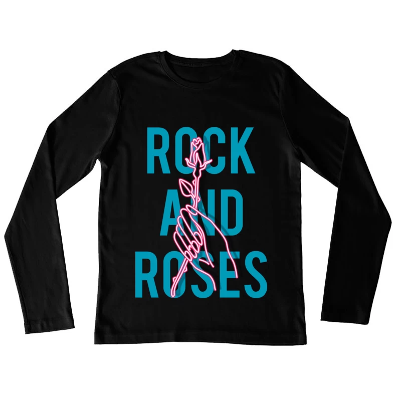 Rock et Roses - Design néon artistique Femme Manches Longues T-Shirt