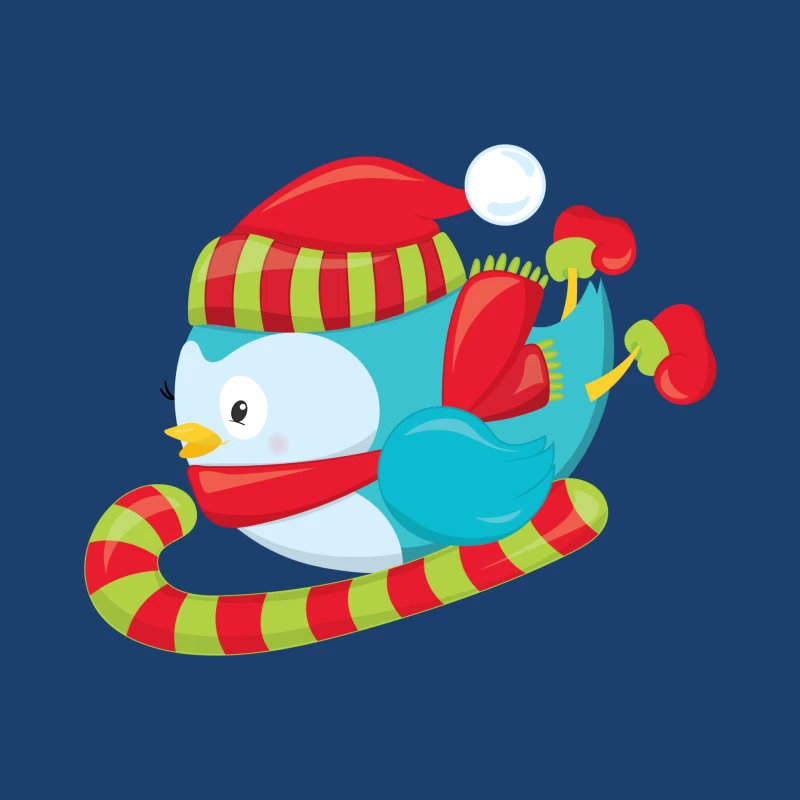 Oiseau mignon en hiver avec bonnet et écharpe Femme Sweat à capuche