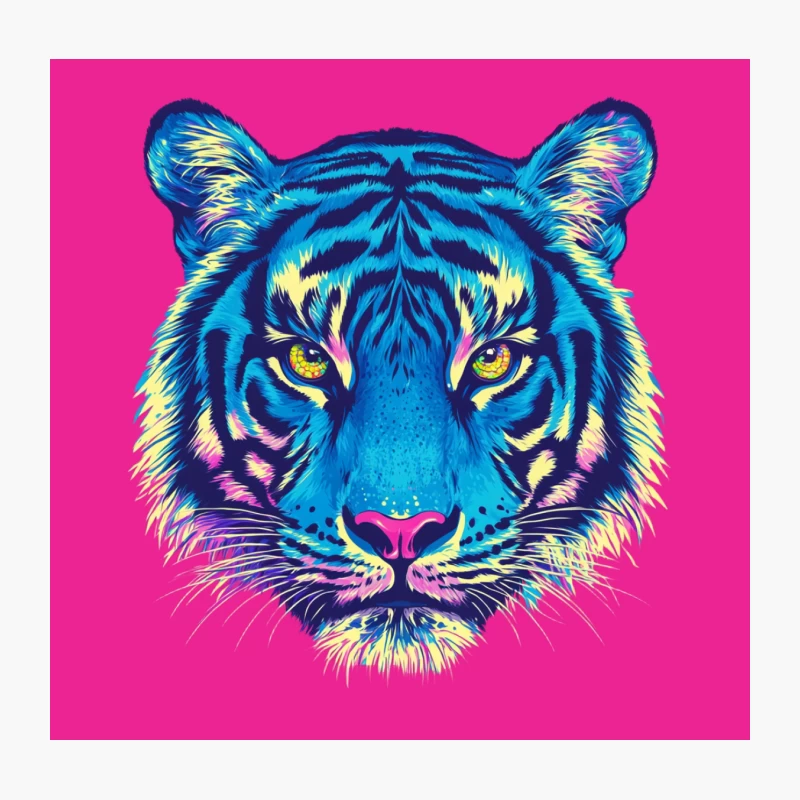 Neon Pop Art Tiger Portrait Throw Pillow
