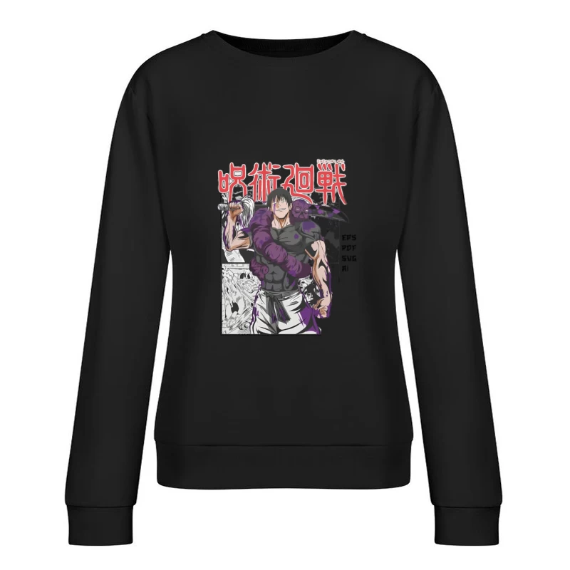 Anime-Krieger mit lila Kreatur Damen Pullover Sweatshirt