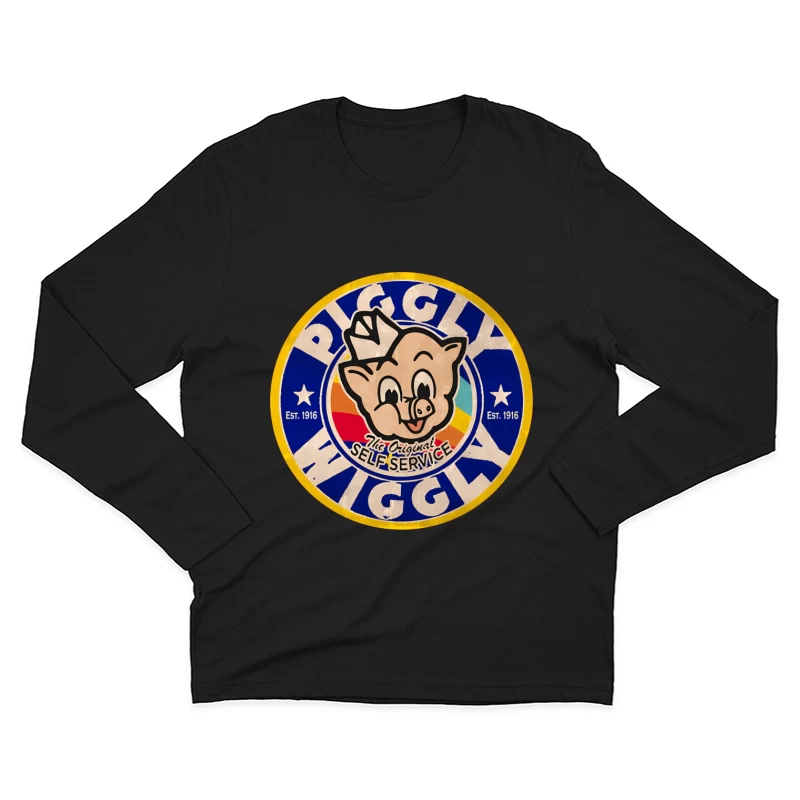 Vintage Piggly Wiggly Supermarket Logo - The Original Self Service Store Since 1916 Male Long Sleeve T-Shirt