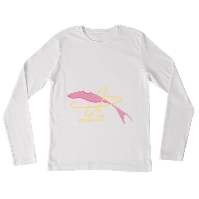 Rosa Hai im Weltraum Damen Langarm T-Shirt