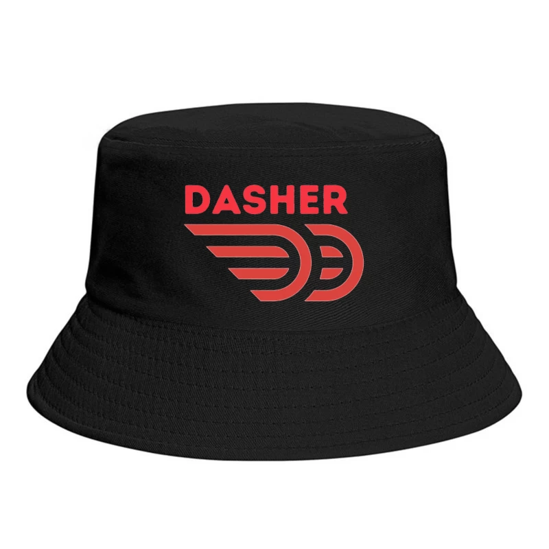 Red Minimalist Dasher Delivery Service Logo Bucket Hat