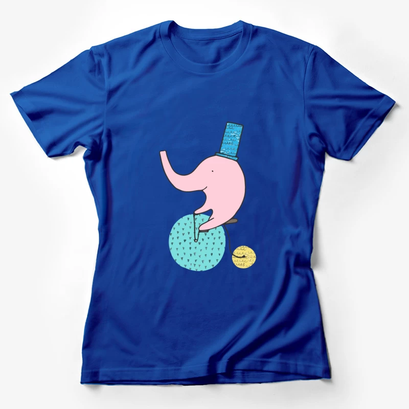 Éléphant rose jonglant sur une balle Femme T-Shirt