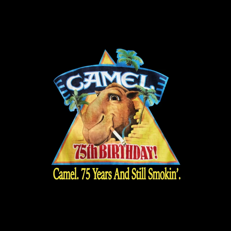 Camel Cigarettes 75th Anniversary Vintage Advertisement with Mascot Throw Pillow