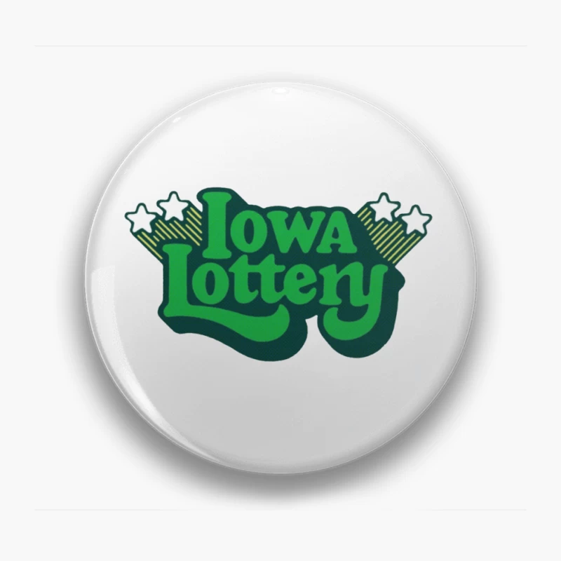 Vintage-Style Iowa Lottery Green Logo with Stars Pin