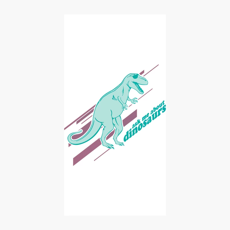 Retro Teal T-Rex with "Ask Me About Dinosaurs" Text iPhone Case