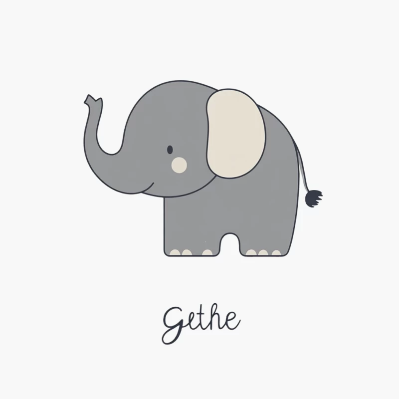 Cute Grey Baby Elephant Cartoon Illustration Cotton Tote Bag