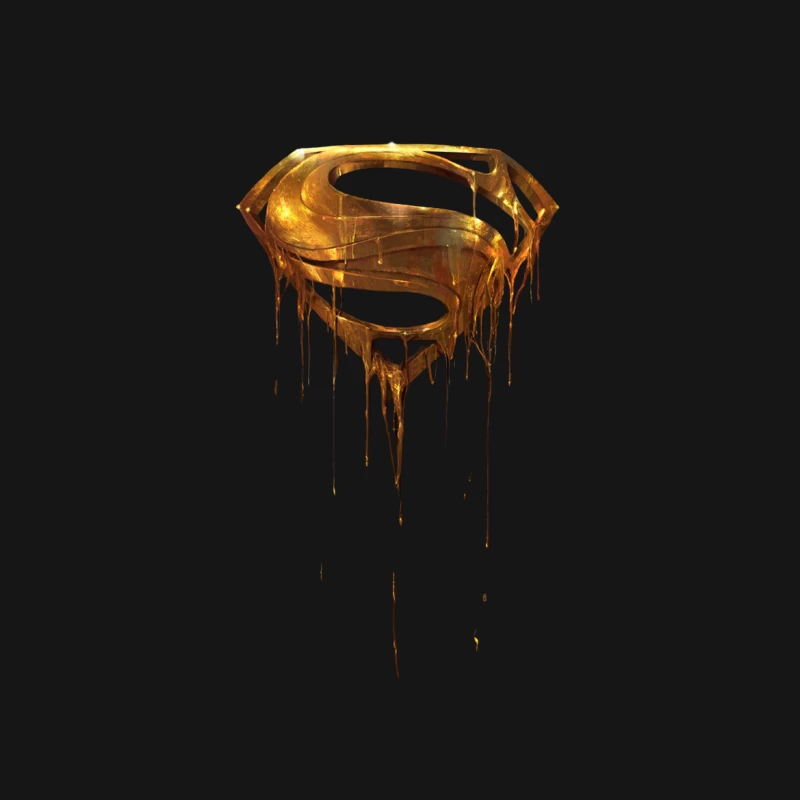 Melting Golden Superman Logo: Iconic Superhero Symbol Reimagined Male Long Sleeve T-Shirt