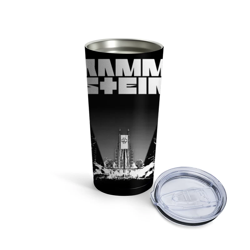 Rammstein Industrial Metal Concert Stage Design in Black and White Travel Mug