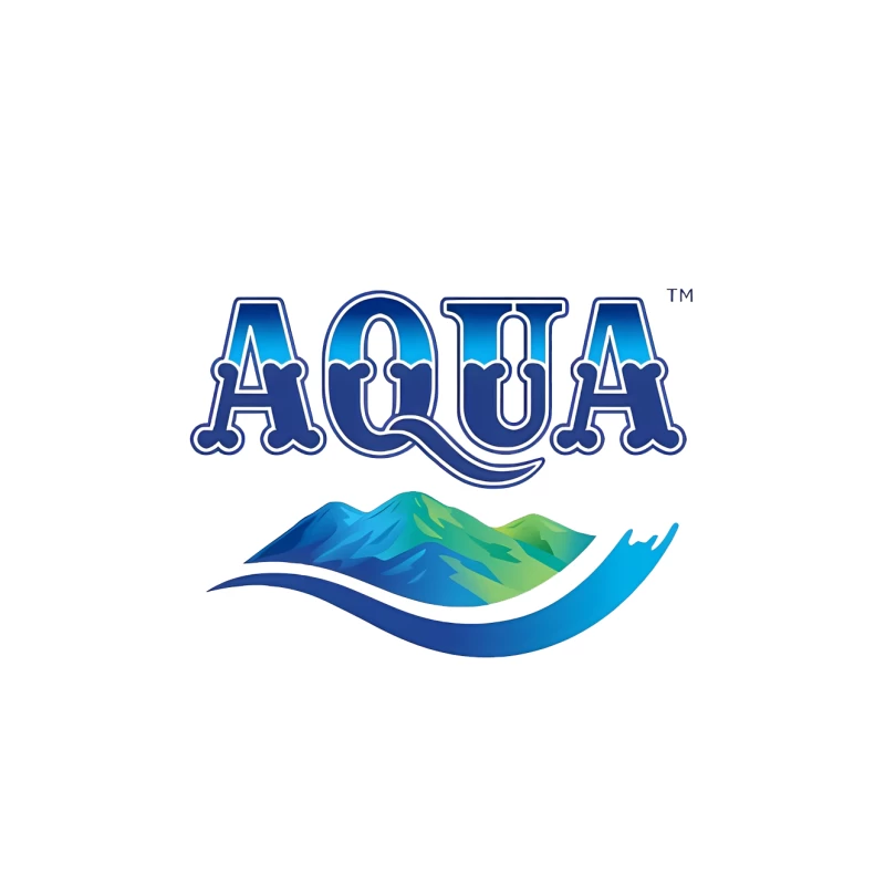 Aqua Water Brand Logo with Mountain and Wave Design Tapestry