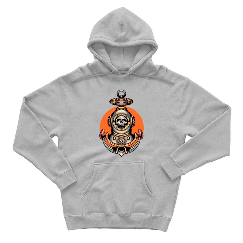 Vintage Nautical Skull Diving Helmet Illustration Male Pullover Hoodie