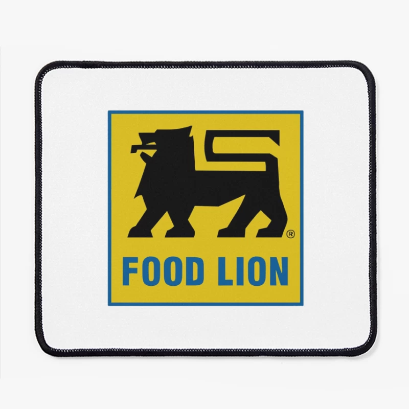 Food Lion Supermarket Chain Logo with Black Lion on Yellow Background Mouse Pad