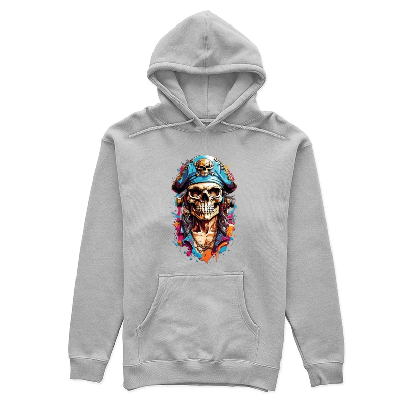 Stylized Pirate Skull Art Female Pullover Hoodie
