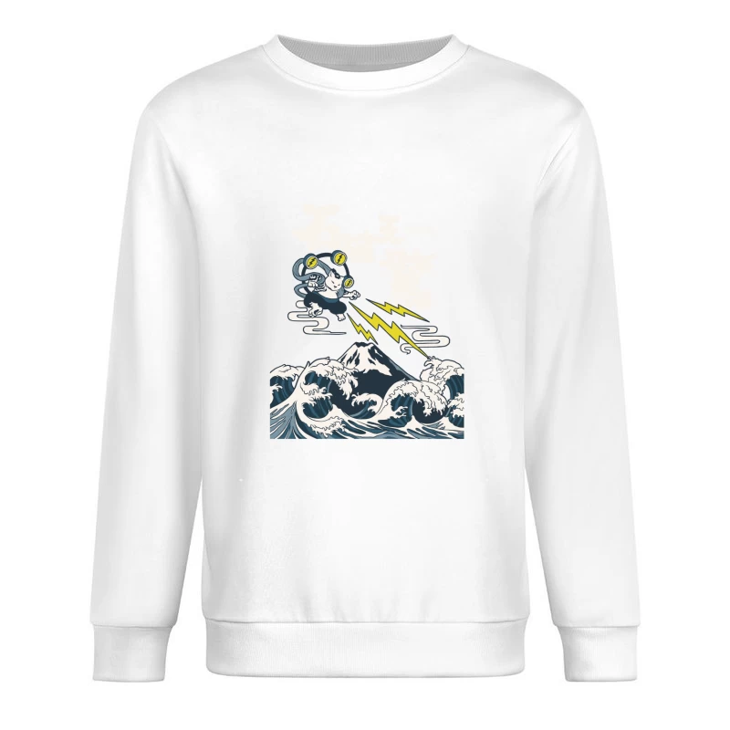 Elektrische Katze und Wellenkunst Herren Pullover Sweatshirt