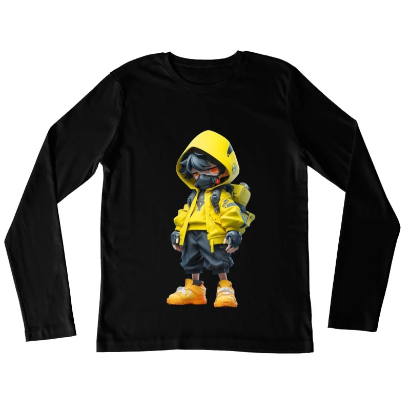 Kreatives Streetwear-Design mit gelbem Hoodie Damen Langarm T-Shirt