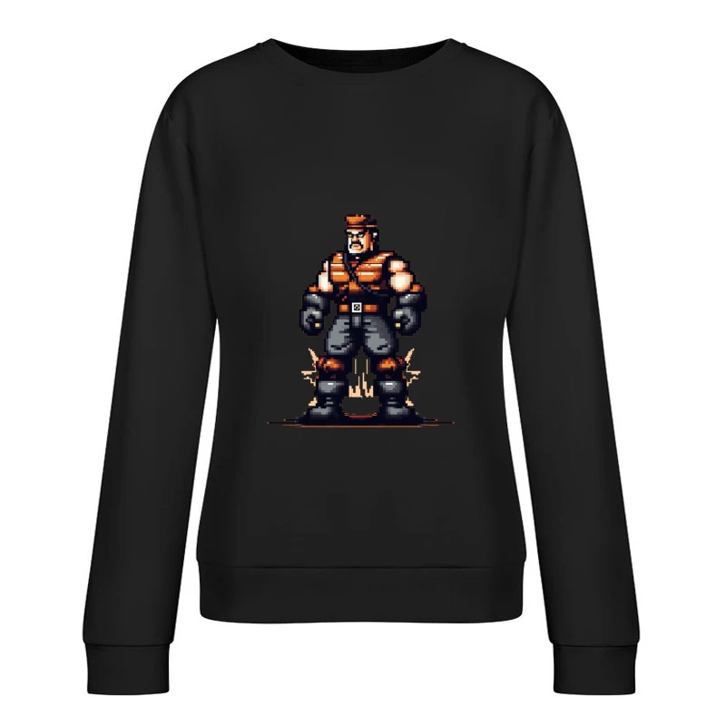 Retro Pixel Art Military Combat Hero Female Pullover Sweatshirt