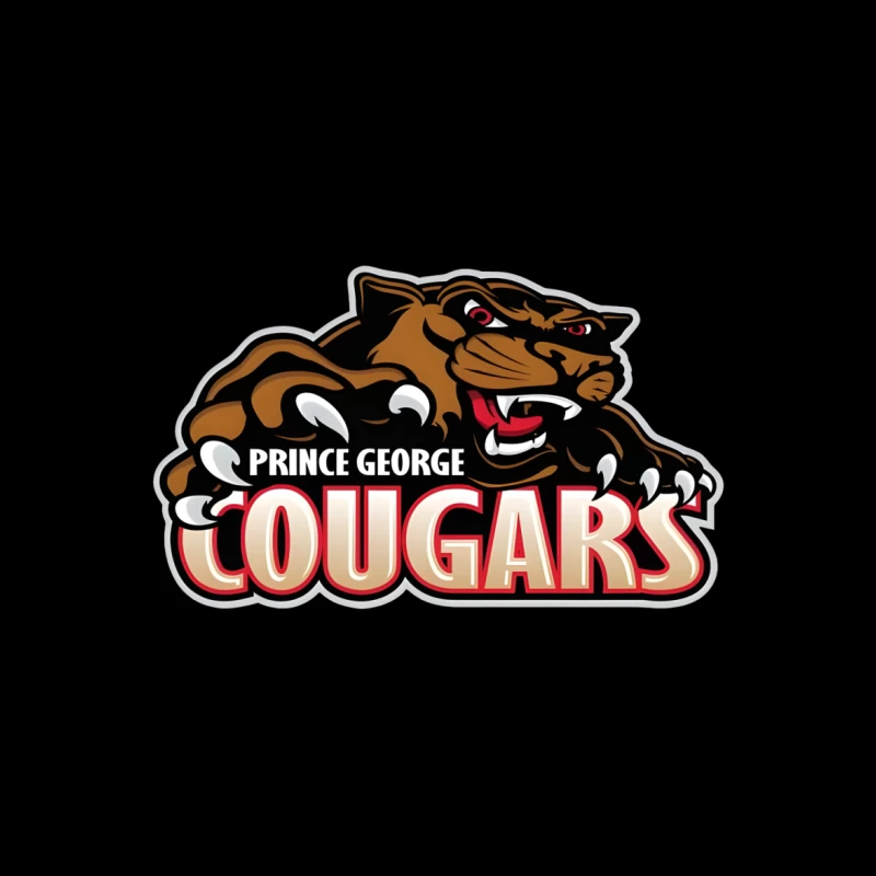 Prince George Cougars Sports Team Logo with Fierce Cougar Mascot Prince George Cougars Throw Pillow