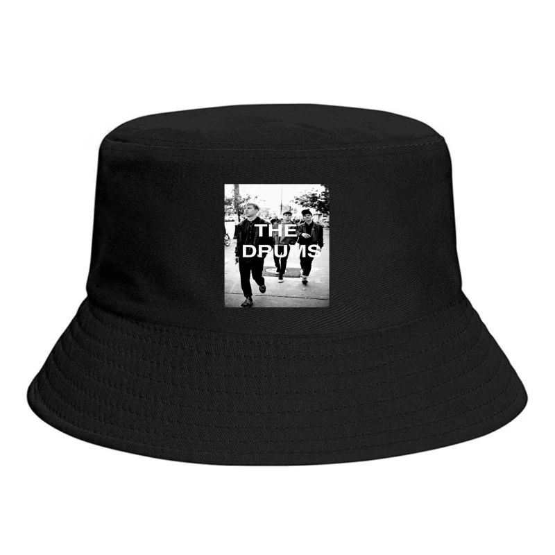 The Drums Band Members Walking on Street - Vintage Black and White Photo Bucket Hat