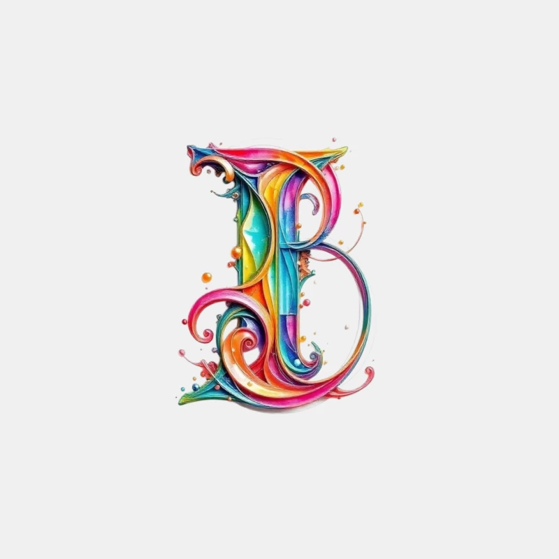 Ornate Rainbow Watercolor Letter B Typography Art Male Tank Top