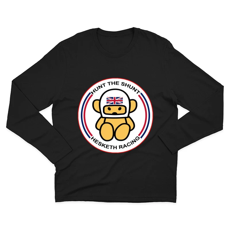 Hesketh Racing "Hunt the Shunt" Retro Motorsport Logo with British Bear Mascot Male Long Sleeve T-Shirt