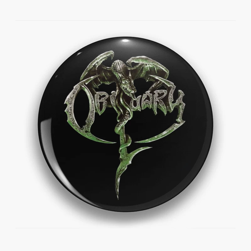 Obituary Dragon Logo Pin