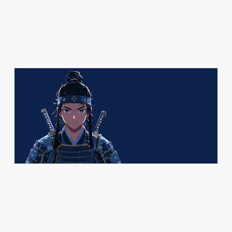 Fierce Anime Samurai in Blue Armor Coffee Mug