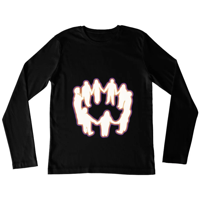 Leuchtende Silhouetten im Kreis Damen Langarm T-Shirt