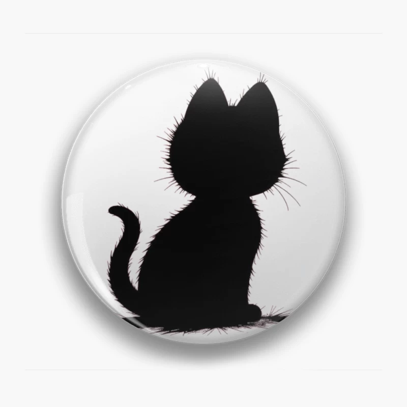 Elegant Black Cat Silhouette Pin