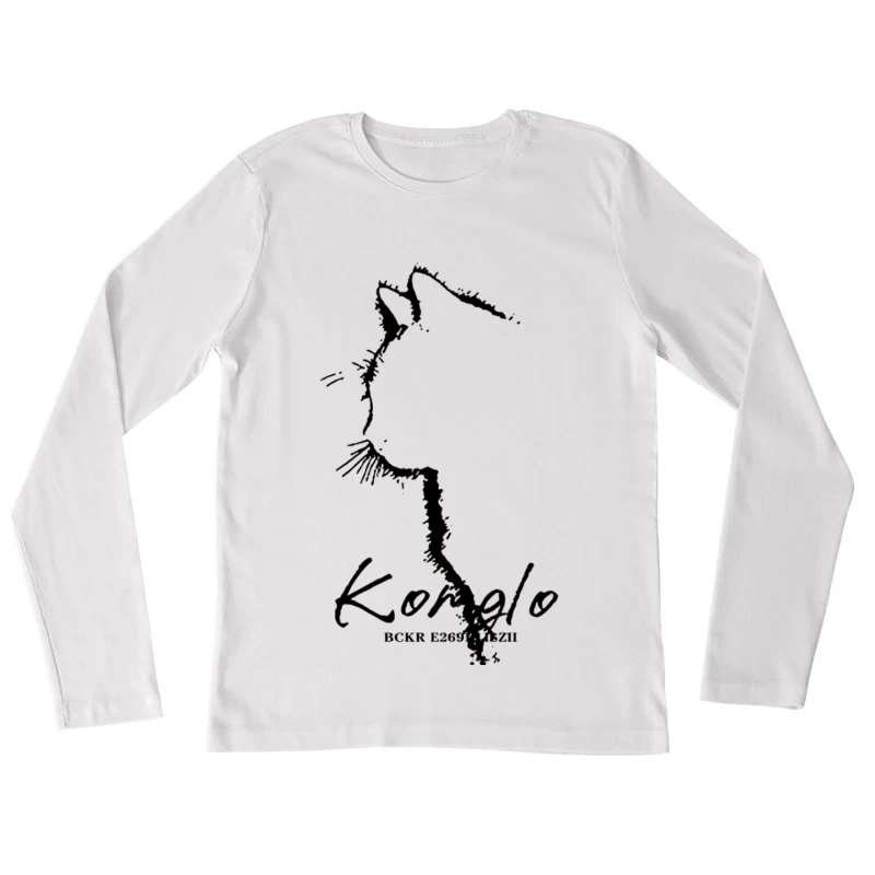 Katzenumriss-Kunstdesign Damen Langarm T-Shirt