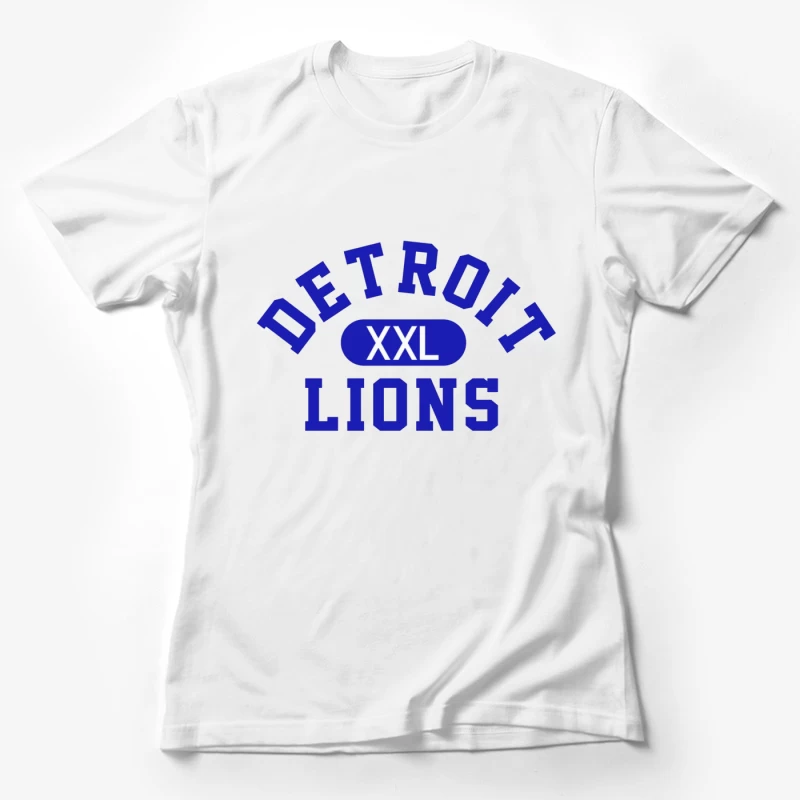 Detroit Lions XXL Sports Team Logo in Blue Typography Female T-Shirt