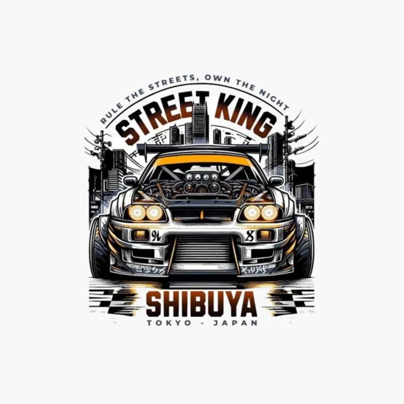 Street King: Modified Toyota Supra in Shibuya Night Scene Cotton Tote Bag