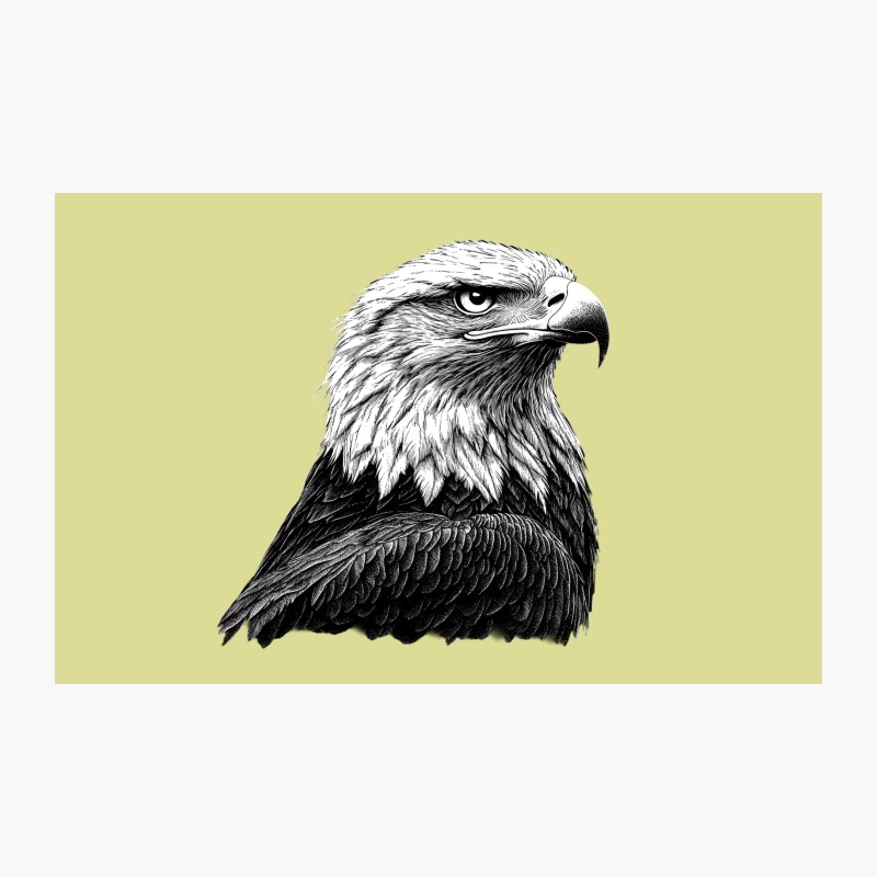 Majestic Bald Eagle: Detailed Black and White Wildlife Portrait Travel Mug