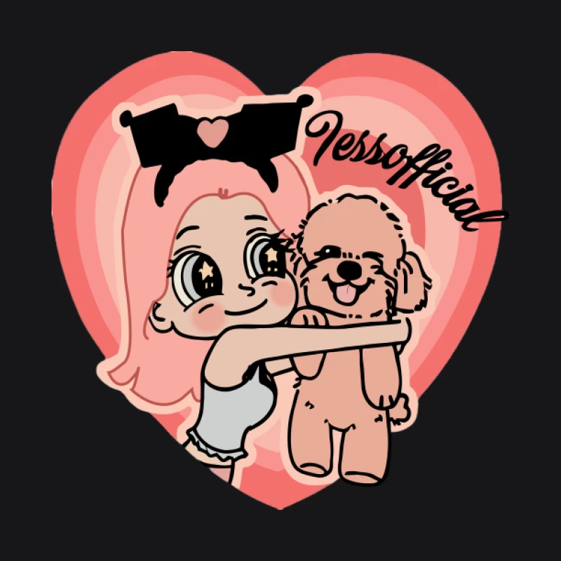 Fille Cartoon mignonne avec chien Homme Sweat à capuche