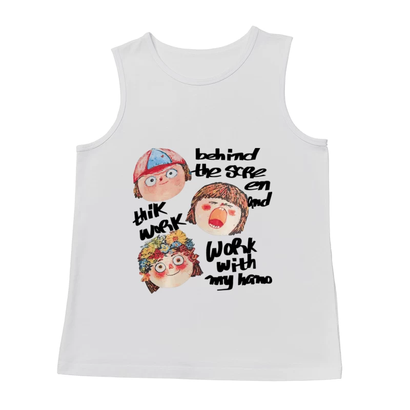 Spielerische Kinderköpfe mit bunten Mützen Herren Tanktops