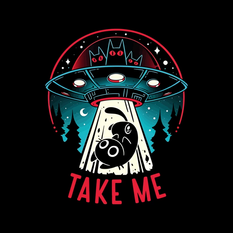 Take Me – UFO & Cat Abduction Whimsy Pin