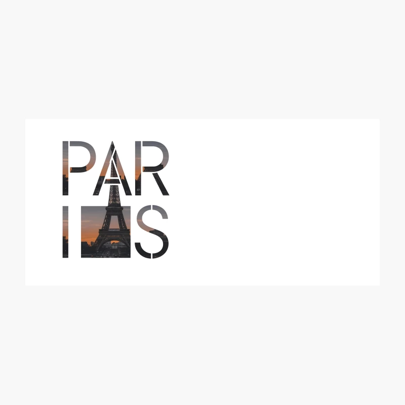 Iconic Paris Sunset: Eiffel Tower Silhouette in Typography Coffee Mug